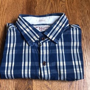Men’s Navy and Cream Penguin Button Up.